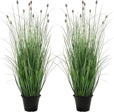 3FT / 4FT Extra Lush Artificial Plant (2pcs), Luxury Fake Tall Plants with Pot, Luxury Faux Tall Greenery with Dogtail for Garden Porch and Home Decor (Gray, 4FT) in Saudi Arabia