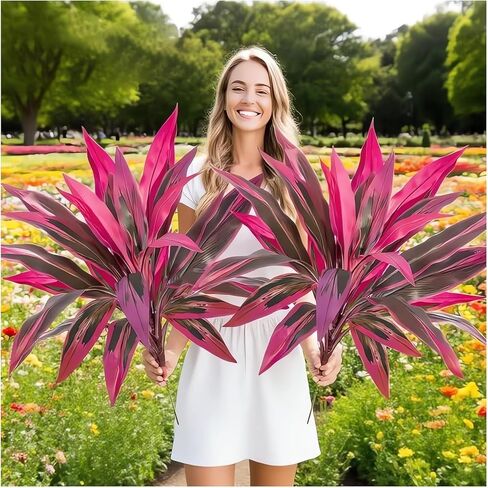 Artificial Tropical Plant UV Resistant Large Faux Plants Outdoor Fake Boston Ferns Potted Plants Realistic Agave Plastic Hostas Greenery Patio Outside Shrubs Flower Grass Front Porch Decor (2PCS) in Saudi Arabia