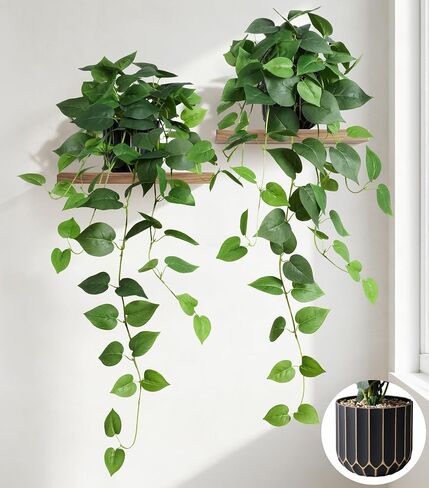 Fake Plants 2 Pcs Faux Pothos Plants Potted Indoor Artificial Hanging Plants Realistic Fake Greenery Table Desk Bathroom Office Bedroom Living Room Shelf Modern Farmhouse Decor Outdoor in Saudi Arabia