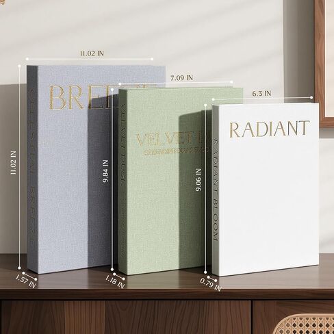 Decorative Books for Home Decor, Set of 3 Linen Faux Book Boxes with Hidden Storage for Coffee Table, Bookshelf, Mantel, Entryway Decor, Photo Storage and Keepsake Box in Saudi Arabia
