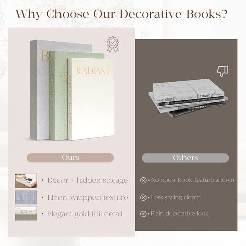 Decorative Books for Home Decor, Set of 3 Linen Faux Book Boxes with Hidden Storage for Coffee Table, Bookshelf, Mantel, Entryway Decor, Photo Storage and Keepsake Box in Saudi Arabia