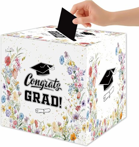 Zliisang Pink Congrats Grad Card Box 2026 Graduation Party Decorations Rose Gold Class of 2026 Graduation Gift Card Box for Grad Party Favors in Kuwait
