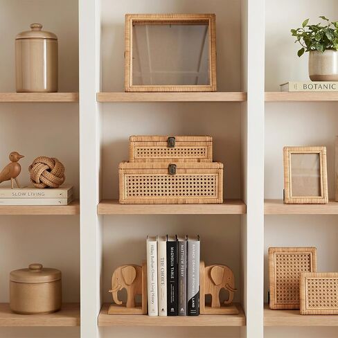 EupHHonycs Rattan Decorative Box with Lid Large Decorative Box Lid Display Rectangular Woven Boxes with Glass, Set of 2 in Kuwait
