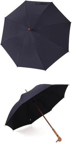 Solid wood duck head manual long handle umbrella for commuting rain or shine for daily travel(Navy blue) in Kuwait
