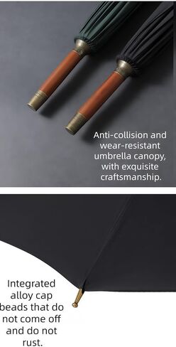 Solid wood duck head manual long handle umbrella for commuting rain or shine for daily travel(Navy blue) in Kuwait
