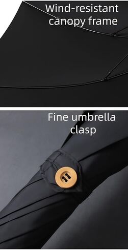 Solid wood duck head manual long handle umbrella for commuting rain or shine for daily travel(Navy blue) in Kuwait