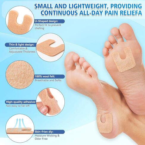 U-Shaped Felt Callus Cushions for Feet(72 Pcs)- Soft Felt Callus Pads with tunable Thickness,Self-Adhesive Corn Protectors for Pain Relief,Prevent Rubbing on Shoes,All-Day Comfort for Unisex in Saudi Arabia