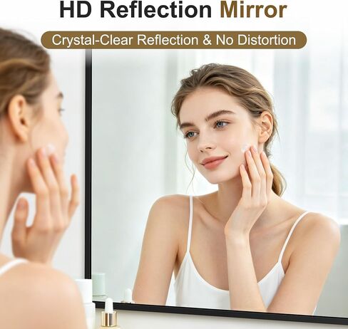 Bathroom Vanity Mirror for Wall, 30x20 Matte Black Bathroom Mirror, Shatterproof Tempered Glass Rectangle Wall Mounted Bathroom Mirrors for Over Sink, Bedroom, Living Room, Entryway in Saudi Arabia