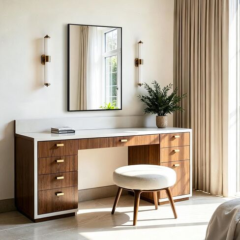 Bathroom Vanity Mirror for Wall, 30x20 Matte Black Bathroom Mirror, Shatterproof Tempered Glass Rectangle Wall Mounted Bathroom Mirrors for Over Sink, Bedroom, Living Room, Entryway in Saudi Arabia