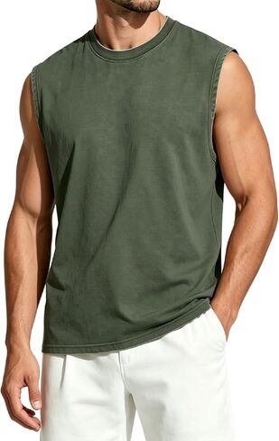 Men's Tank Tops Cotton Muscle Tee Shirts Gym T Shirts in Saudi Arabia