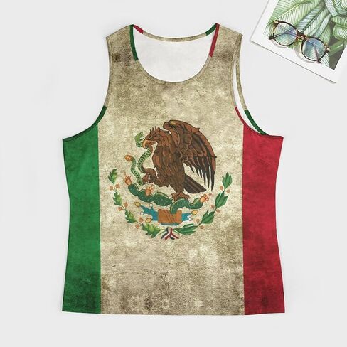 Mexican Flag Mens Tank Tops Summer Sleeveless T-Shirt Casual Funny Gym Workout Tank Top 2XL in Kuwait