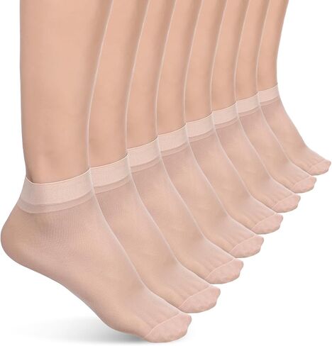 9 Pairs Ankle Stockings for Women, Everyday Sheer Ankle Socks Reinforced Toes Nylon Ankles Sock with Comfort Top Hosiery for Women Summer Daily Shopping Travel Decor, Nude in Kuwait
