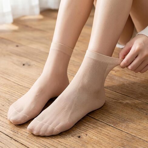 9 Pairs Ankle Stockings for Women, Everyday Sheer Ankle Socks Reinforced Toes Nylon Ankles Sock with Comfort Top Hosiery for Women Summer Daily Shopping Travel Decor, Nude in Kuwait