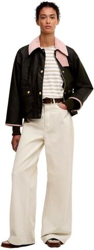 Barbour Women's Cropped Beadnell Waxed Jacket, Archive Olive/Ancient/Gardenia in Kuwait