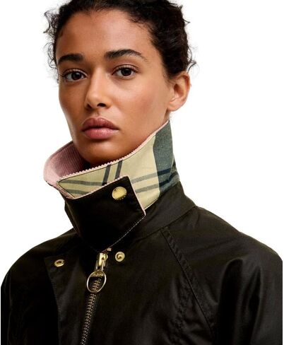 Barbour Women's Cropped Beadnell Waxed Jacket, Archive Olive/Ancient/Gardenia in Kuwait