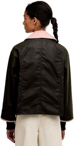 Barbour Women's Cropped Beadnell Waxed Jacket, Archive Olive/Ancient/Gardenia in Kuwait