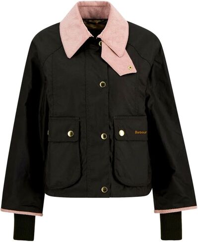 Barbour Women's Cropped Beadnell Waxed Jacket, Archive Olive/Ancient/Gardenia in Kuwait