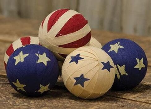 for 6 Primitive Americana Rag Balls - 2.5" Bowl Fillers - Patriotic Seasonal Ornaments in Kuwait