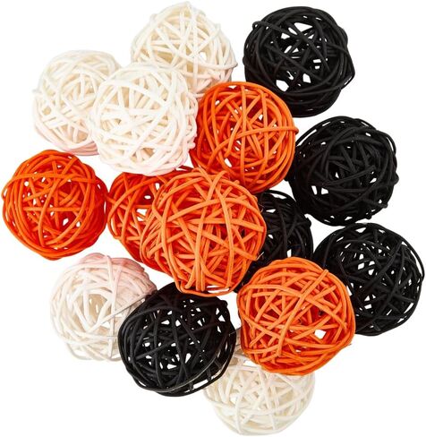 SUNNYCLUE 15Pcs 3 Colors Rattan Decorative Balls Wicker Rattan Balls 2 Inch White Beige Dark Brown Orbs Bowls Vase Fillers Wicker Ornaments for House Party Wedding Crafts Hanging DIY Accessories in Kuwait