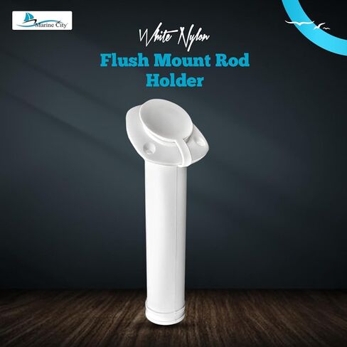 MARINE CITY White Nylon Flush Mount Rod Holder UV Stabilized 30 Degree with Cap Cover and 316 Stainless Steel Gasket for Boats – Marines – Ships – Yachts in Kuwait