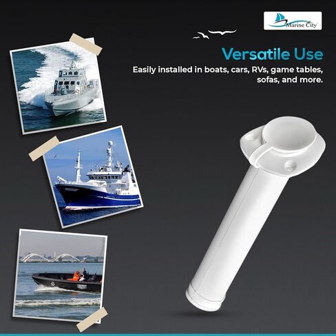 MARINE CITY White Nylon Flush Mount Rod Holder UV Stabilized 30 Degree with Cap Cover and 316 Stainless Steel Gasket for Boats – Marines – Ships – Yachts in Kuwait