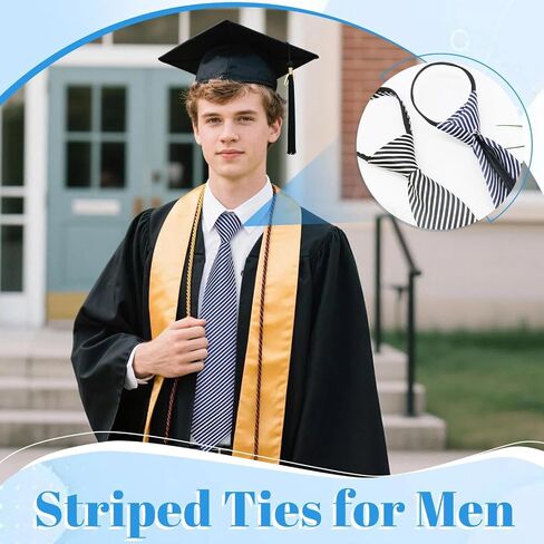 Zipper Striped Ties for Men, Pre-tied Mens Ties Adjustable 3.2'' Men's Neckties for Wedding Business Gathering School in Saudi Arabia
