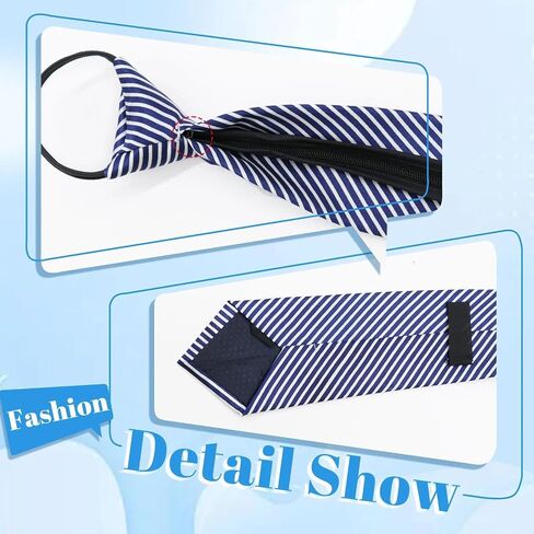 Zipper Striped Ties for Men, Pre-tied Mens Ties Adjustable 3.2'' Men's Neckties for Wedding Business Gathering School in Saudi Arabia