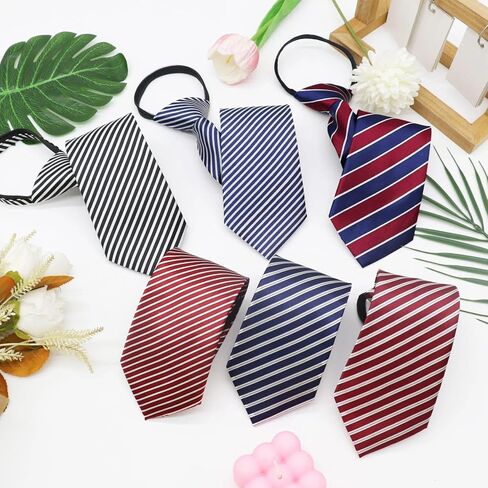 Zipper Striped Ties for Men, Pre-tied Mens Ties Adjustable 3.2'' Men's Neckties for Wedding Business Gathering School in Saudi Arabia