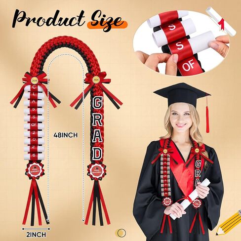 Yinder Graduation Leis 2026 Money Leis with Cash Holder 48 Inch Grad Ribbon Lei Class of 2026 Double Braided Necklace DIY Money Graduation Gift for Congrats Graduates Senior(Blue and White) in Kuwait