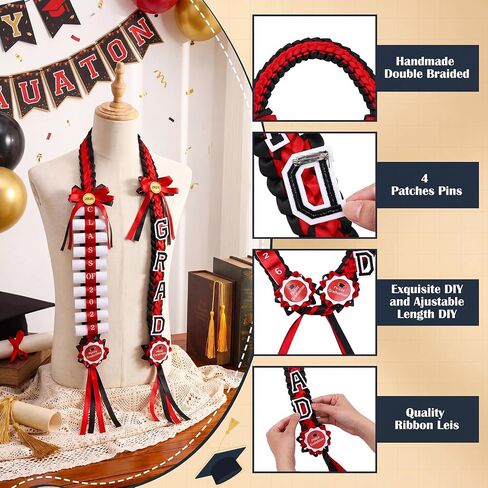 Yinder Graduation Leis 2026 Money Leis with Cash Holder 48 Inch Grad Ribbon Lei Class of 2026 Double Braided Necklace DIY Money Graduation Gift for Congrats Graduates Senior(Blue and White) in Kuwait