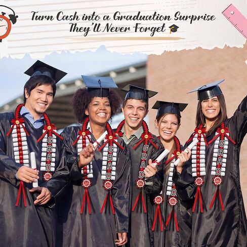 Yinder Graduation Leis 2026 Money Leis with Cash Holder 48 Inch Grad Ribbon Lei Class of 2026 Double Braided Necklace DIY Money Graduation Gift for Congrats Graduates Senior(Blue and White) in Kuwait