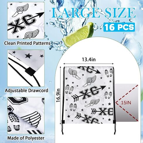 16 Pack Cross Country Drawstring Backpack Running Lover Gift, Track and Field Gifts for Team, Fitness, 13.4 x 16.9 in in Kuwait