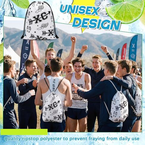 16 Pack Cross Country Drawstring Backpack Running Lover Gift, Track and Field Gifts for Team, Fitness, 13.4 x 16.9 in in Kuwait