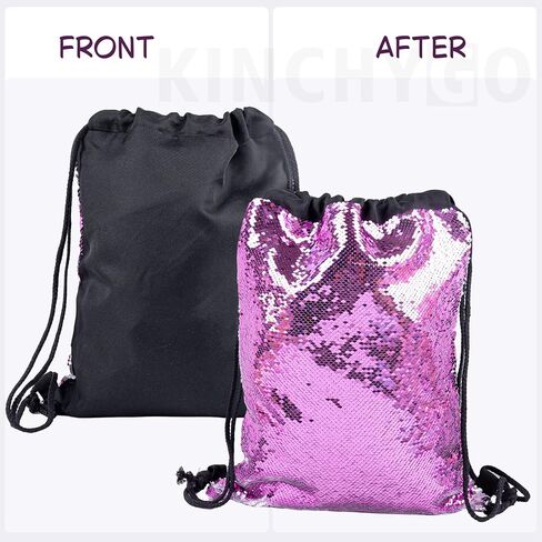 2 Pack Sublimation Glitter Backpack Drawstring Sequin Mermaid Sports Gym Dance Bag for Women Pink 17.72x13.78in in Kuwait