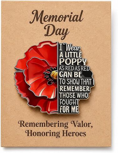 Memorial Day Pin for Men Women, Red Poppy Flower Enamel Lapel Red Friday Veterans Day Brooch Lest We Forget Hero Badge Honor and Remember Jewelry Accessory in Saudi Arabia