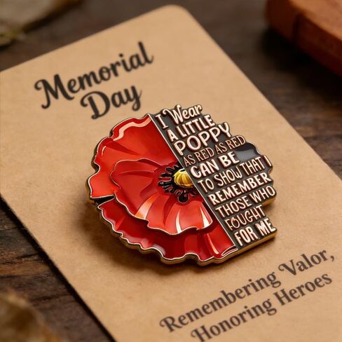 Memorial Day Pin for Men Women, Red Poppy Flower Enamel Lapel Red Friday Veterans Day Brooch Lest We Forget Hero Badge Honor and Remember Jewelry Accessory in Saudi Arabia
