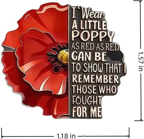 Memorial Day Pin for Men Women, Red Poppy Flower Enamel Lapel Red Friday Veterans Day Brooch Lest We Forget Hero Badge Honor and Remember Jewelry Accessory in Saudi Arabia