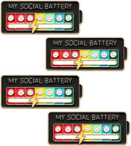 Social Battery Enamel Pin - Humorous Emotional Badge Brooch for Backpack, Jacket, Hat, Bag Decoration, 7 Days a Week Fun Accessory for Personalizing Fabric Surfaces in Saudi Arabia