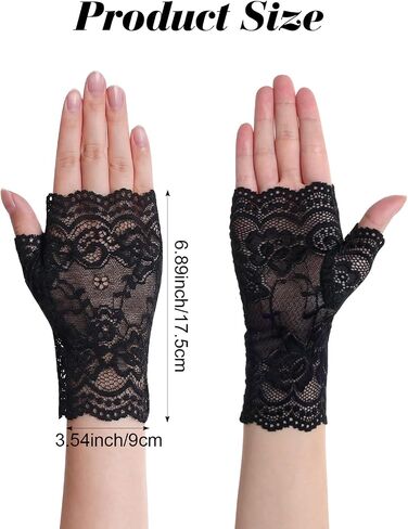 6 Pairs Short Lace Gloves for Women Fingerless Wrist Hand Sleeve for Wedding Tea Party Halloween in Saudi Arabia