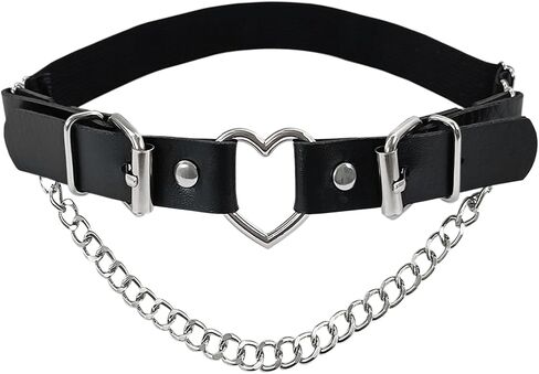1 Pc Leather Leg Garter Belt with Chains Gothic Leg Harness Punk Leg Garter Belt Y2k Heart Shape Leg Belt Adjustable in Saudi Arabia