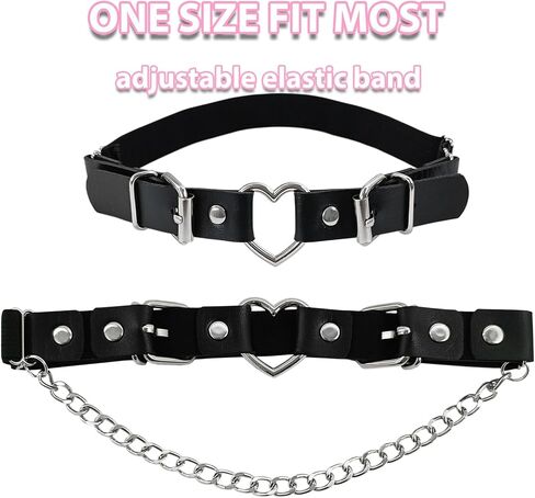 1 Pc Leather Leg Garter Belt with Chains Gothic Leg Harness Punk Leg Garter Belt Y2k Heart Shape Leg Belt Adjustable in Saudi Arabia