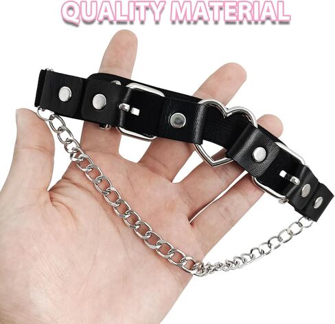 1 Pc Leather Leg Garter Belt with Chains Gothic Leg Harness Punk Leg Garter Belt Y2k Heart Shape Leg Belt Adjustable in Saudi Arabia