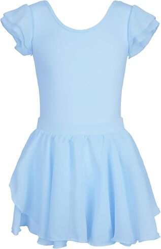 Girls Ballet Leotard Dress Toddler Short Sleeve Cross Back 2PCS Set Detachable Skirt for Dance Training in Saudi Arabia