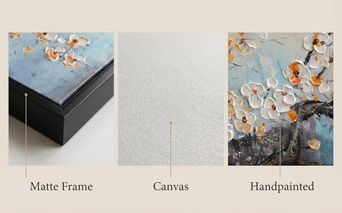 Hand-Painted Plum Blossom Wall Art for Living Room, Large 3D Texture Floral Canvas Oil Painting for Bedroom, Modern Black Framed Artwork for Above Sofa Office Kitchen Ready to Hang 24x56 Inches in Saudi Arabia