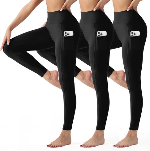 YUDSUD 3 Pack High Waisted Leggings with Pockets for Women Tummy Control Yoga Pants for Running & Daily Wear in Saudi Arabia