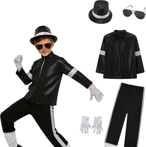 Okbebe Kids Dance Star Costume Halloween 80s 90s Pop Stage Party Outfits for Boys in Saudi Arabia