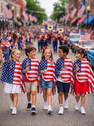 BAKUGOU America Flag Costume Kids Wearable US Flag Cape Outfits Patriotic USA Flag Cape in Saudi Arabia