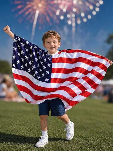 BAKUGOU America Flag Costume Kids Wearable US Flag Cape Outfits Patriotic USA Flag Cape in Saudi Arabia