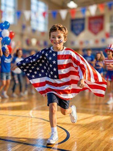 BAKUGOU America Flag Costume Kids Wearable US Flag Cape Outfits Patriotic USA Flag Cape in Saudi Arabia