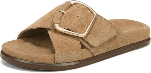 Flat Sandals for Women Slip-On Cross Buckle Straps Slide Sandals Comfortable Open Toe Summer Beach Sandals. in Saudi Arabia